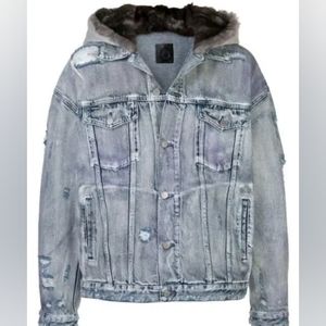 NWT Alchemist $3990 Milton denim and fur winterized denim jacket
